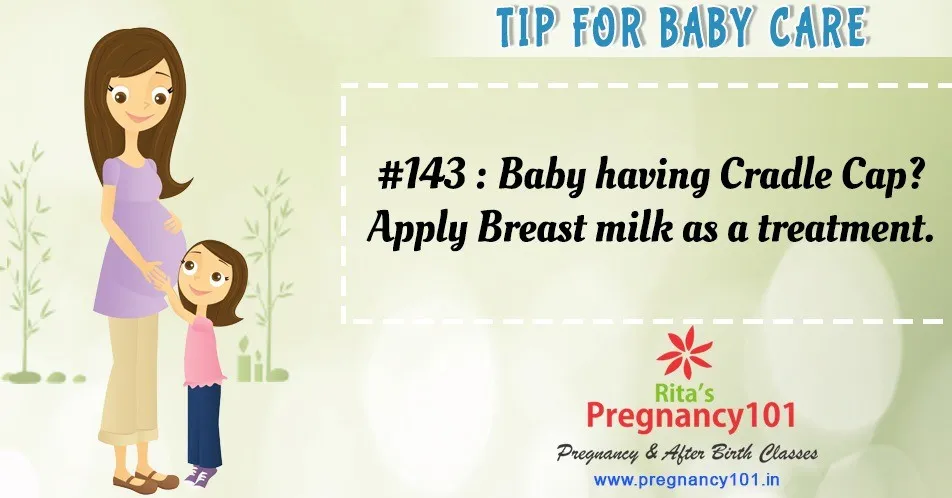 Baby having cradle cap apply breast milk as a treatment