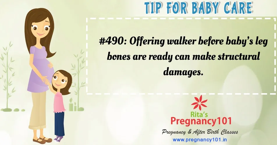 Offering walker before babys leg bones