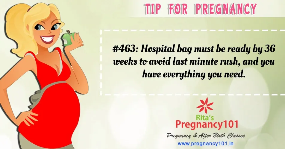 Hospital bag must be ready by 36 weeks