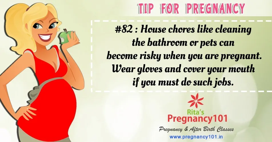 Cleaning the bathroom or pets can become risky when you are pregnant